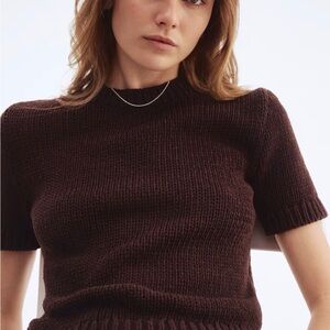H&M Dark Brown Short Sleeve Sweater